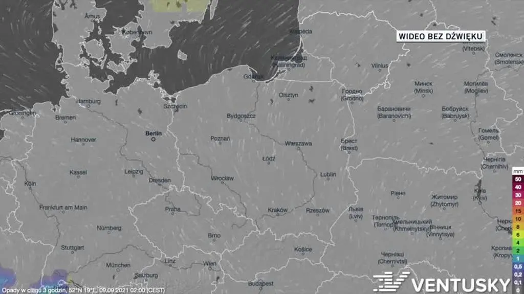 Prognozowane opady w dniach 09-13