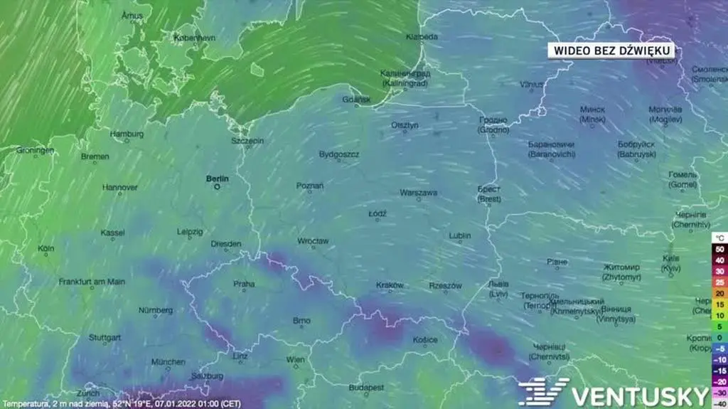 Prognozowana temperatura w ciągu kolejnych dni