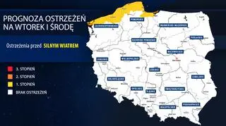Prognoza zagrożeń na wtorek i środę