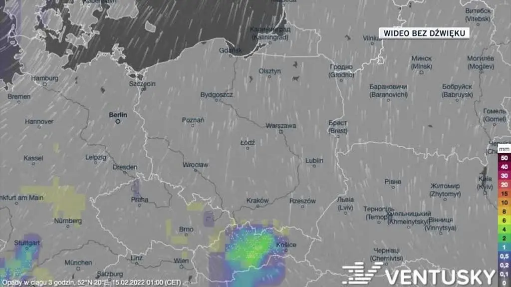 Prognozowane opady w dniach 15-19