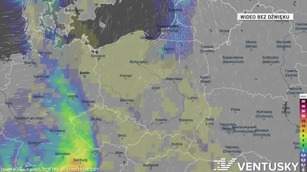 Prognozowane opady w dniach 30