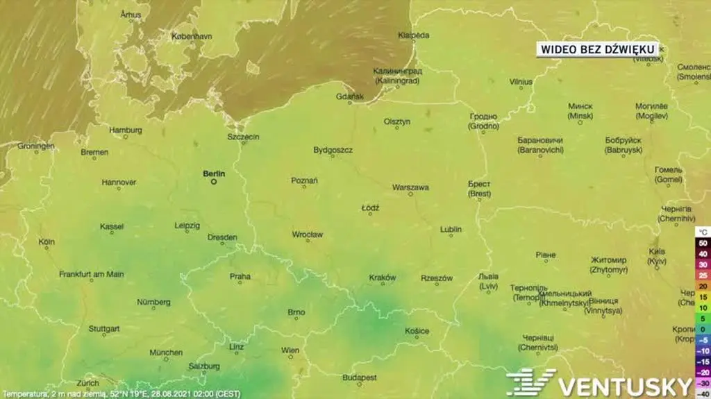 Prognozowana temperatura w ciągu kolejnych dni