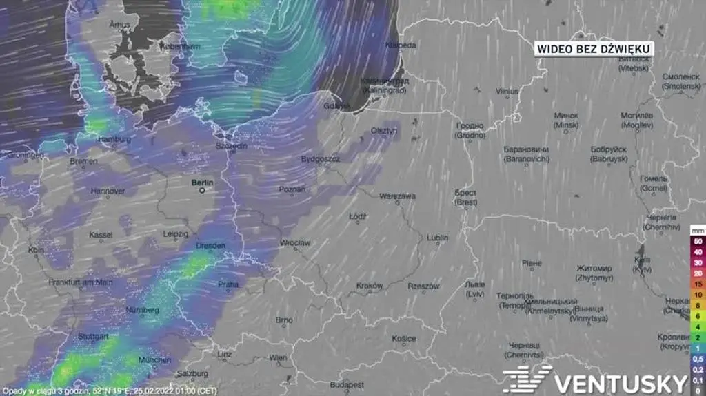Prognozowane opady w dniach 25