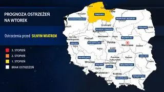 Prognoza zagrożeń IMGW na wtorek