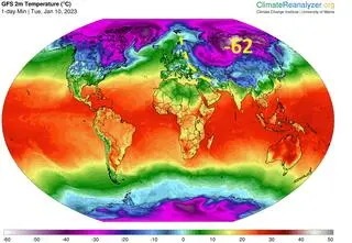 Najzimniej na świecie: -62 stopnie na Syberii i granica między ciepłem i zimnem. Model GFS.