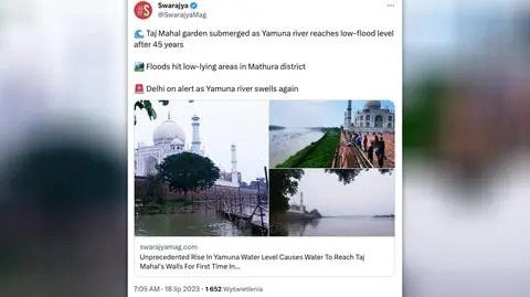 Wody powodziowe dotarły do Tadź Mahal