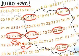 Prognoza temperatury na poniedziałek
