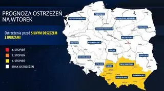 Prognoza zagrożeń IMGW na wtorek