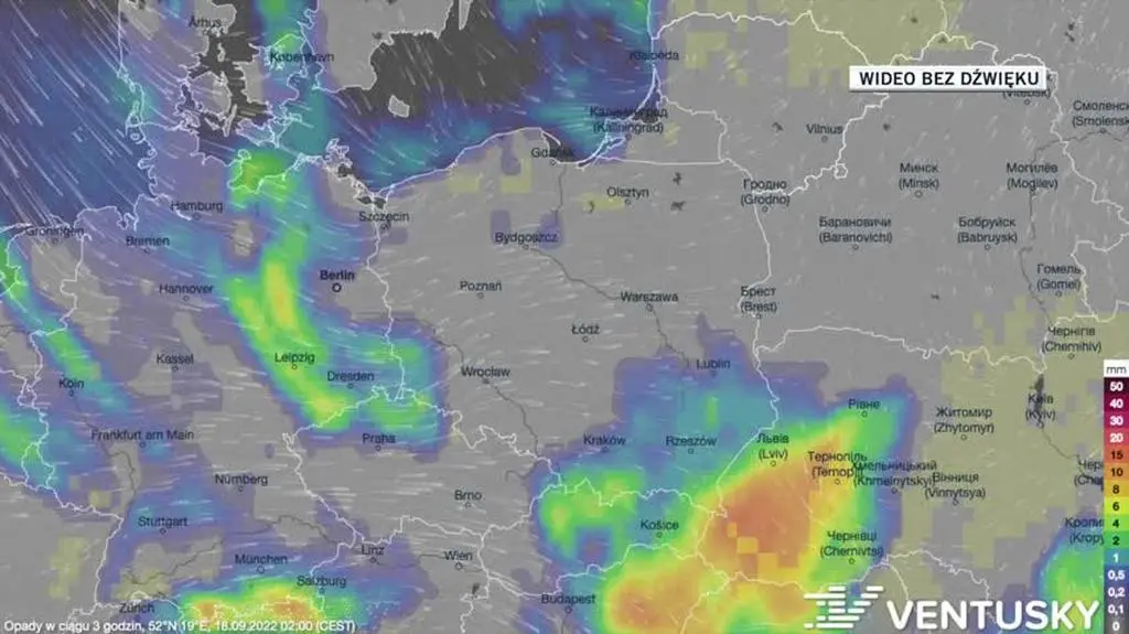 Prognozowane opady w kolejnych dniach