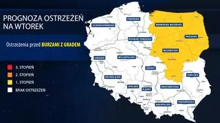 Prognoza zagrożeń IMGW na wtorek