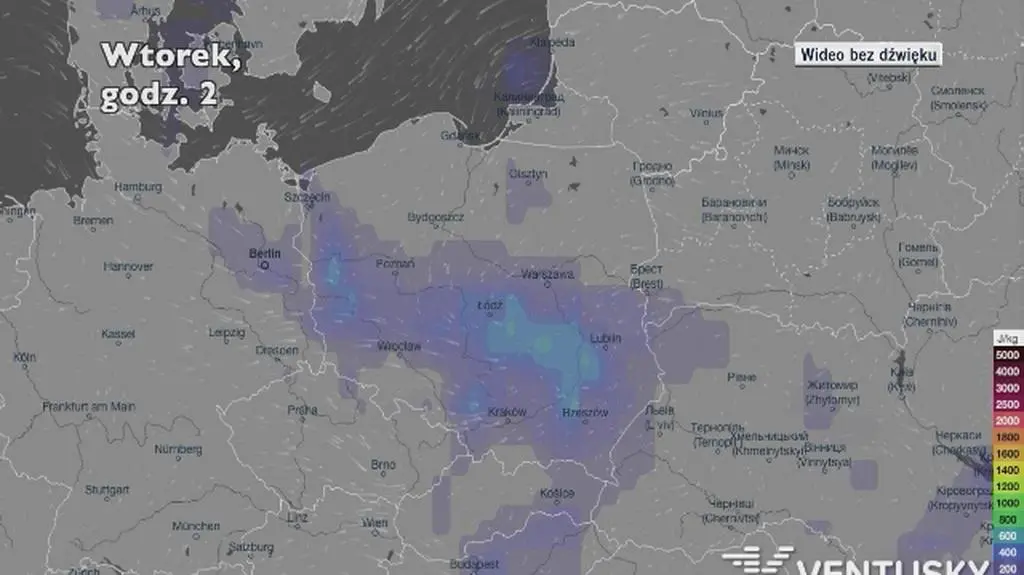 Potencjalny rozwój burz w najbliższych dniach