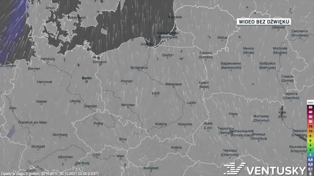 Prognozowane opady w dniach 30