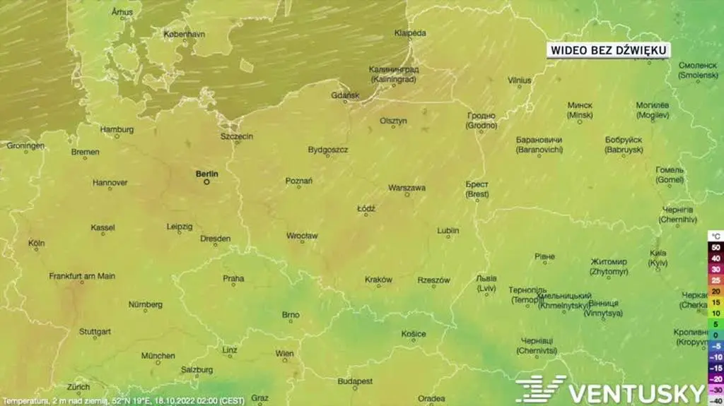 Prognoza temperatur w dniach 18-22