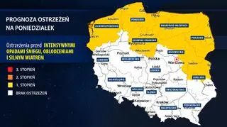 Prognoza zagrożeń IMGW na poniedziałek