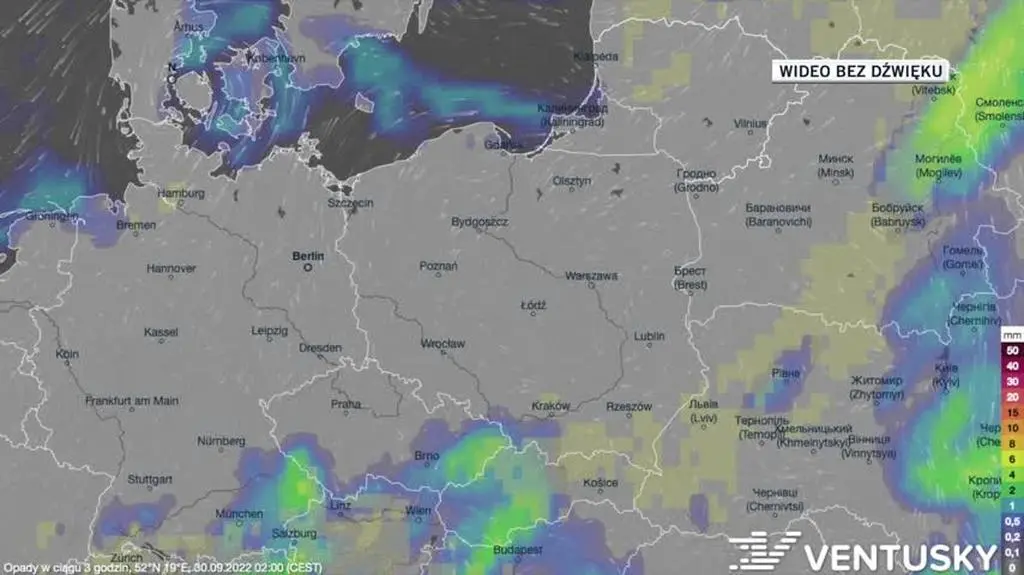 Prognozowane opady w dniach 30