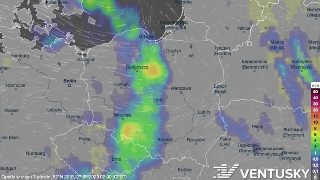 Prognozowane opady na kolejne dni