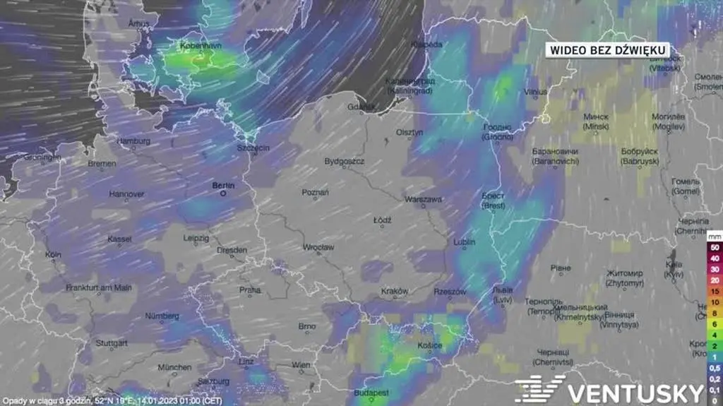 Prognozowane opady w dniach 14-18