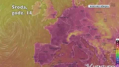 Prognozowana temperatura we Francji (Ventusky