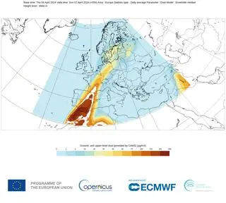 Prognoza pyłu saharyjskiego w niedzielę nad Europą
