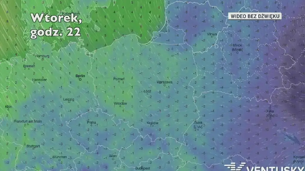 Temperatura w kolejnych dniach (Ventusky