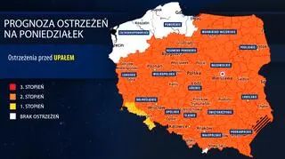 Prognoza zagrożeń IMGW na poniedziałek