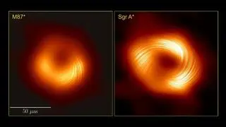 Messier 87 (po lewej) i Sagittarius A* (po prawej) w świetle spolaryzowanym