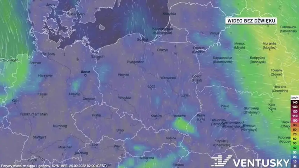 Prognoza porywów wiatru w dniach 25-29