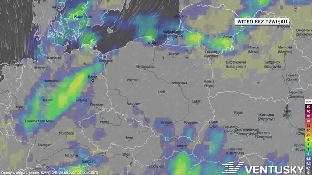 Prognozowane opady w ciągu kolejnych dni