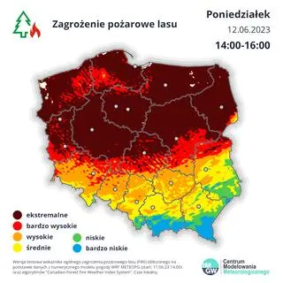 Zagrożenie pożarowe lasu, 12.06.23