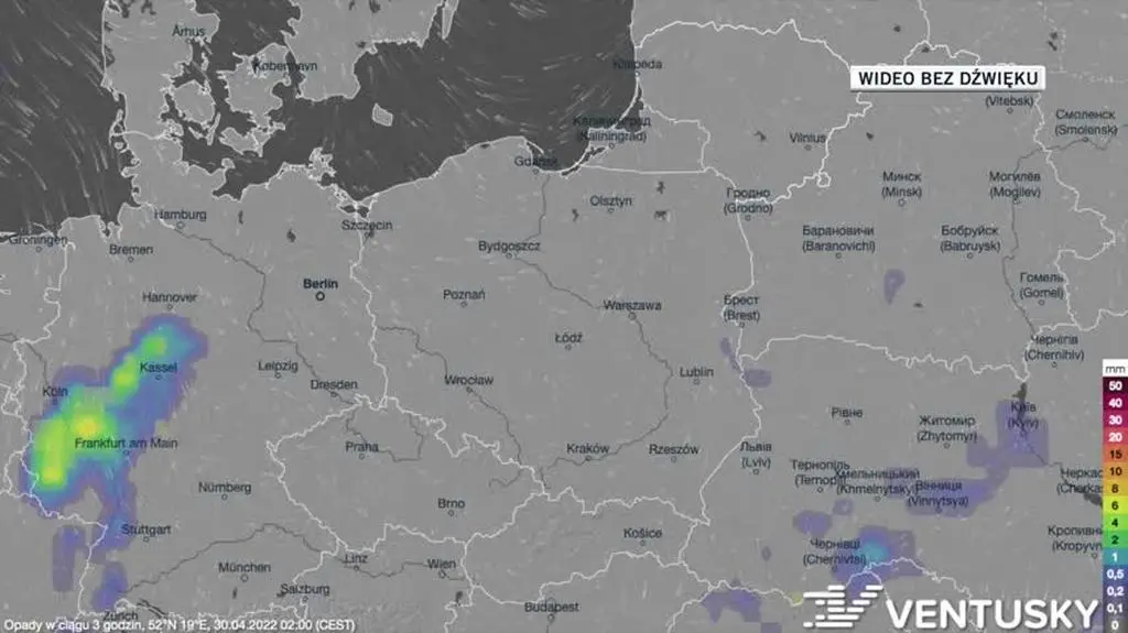 Prognozowane opady w dniach 30