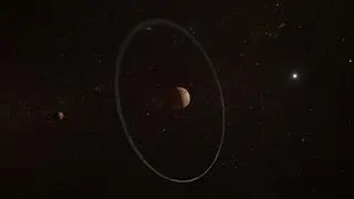 Quaoar i jego pierścienie - wizja artysty