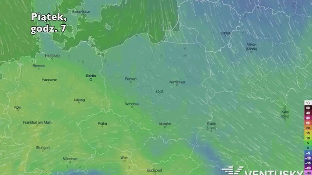 Temperatura w ciągu najbliższych dni (Ventusky