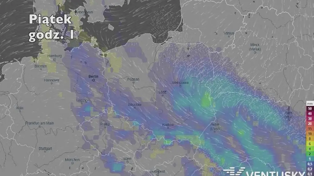 Opady w najbliższych dniach (ventusky