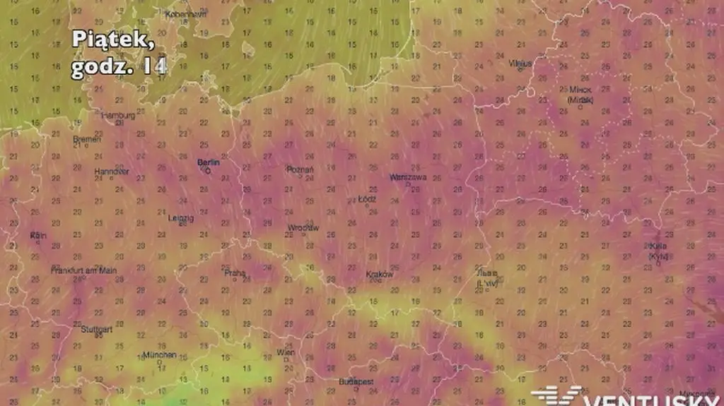 Temperatura w najbliższych dniach (ventusky