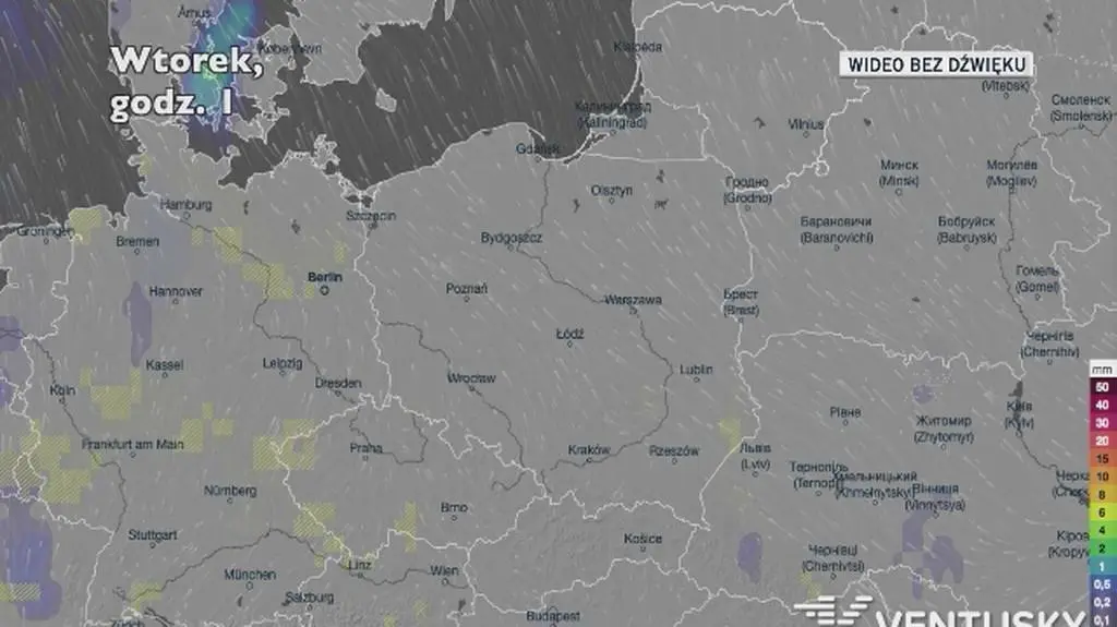 Prognozowane opady w ciągu najbliższych dni (Ventusky