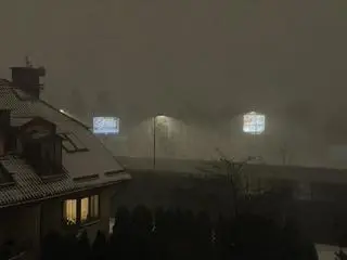 Burza śnieżna nad warszawskimi Bielanami