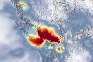Mapa przedstawia sumę opadów deszczu jakie spadły w ciągu 24 godzin 14 listopada 