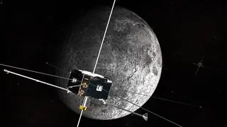 Artystyczna koncepcja misji Artemis 1 - bezzałogowego lotu wokół Księżyca 