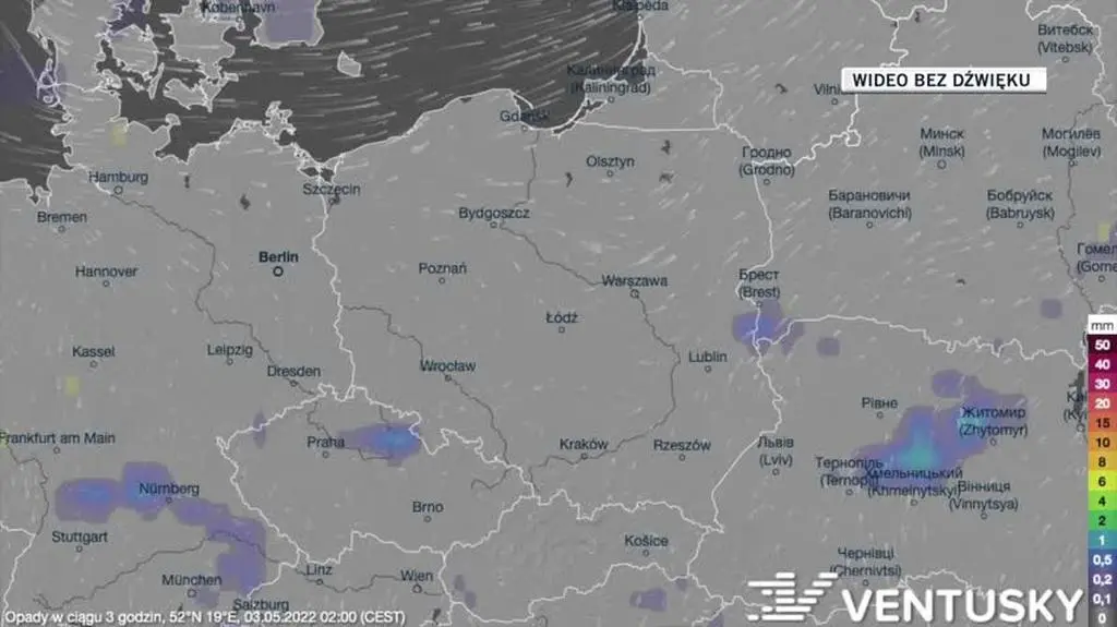 Prognozowane opady w kolejnych dniach