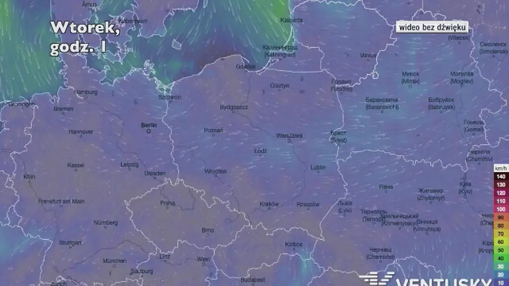 Prognozowane porywy wiatru w najbliższych dniach