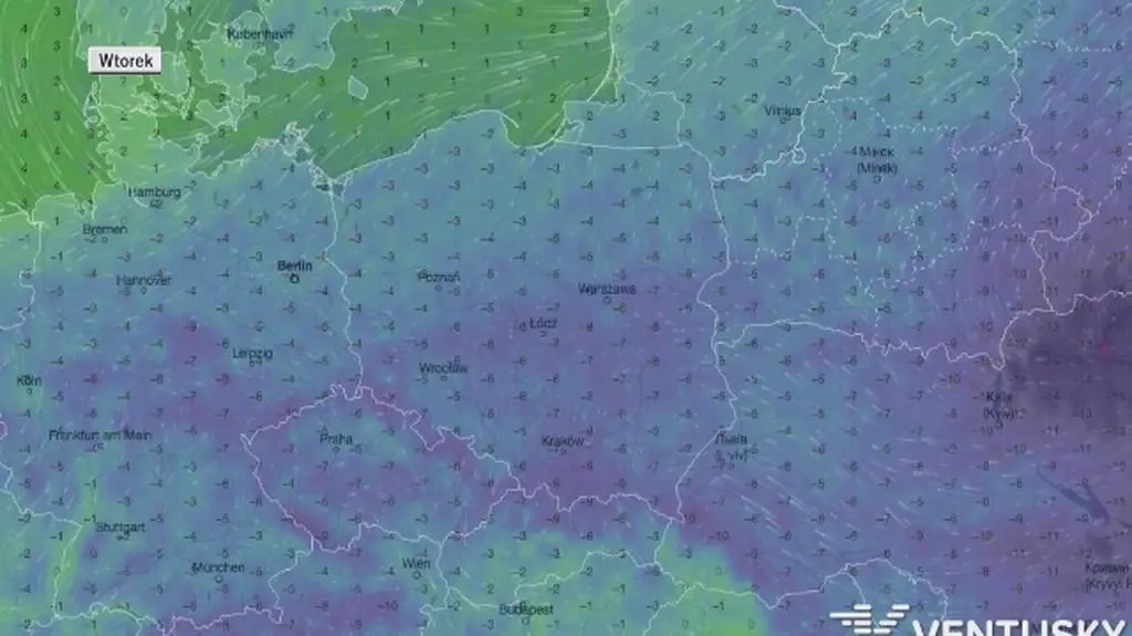 Temperatura prognozowana od wtorku do soboty