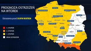 Prognoza zagrożeń meteorologicznych na wtorek