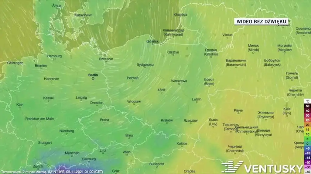 Prognozowana temperatura w ciągu kolejnych dni