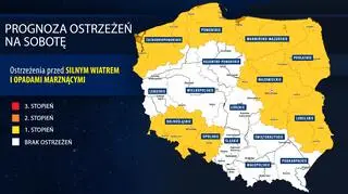 Prognoza zagrożeń IMGW na sobotę