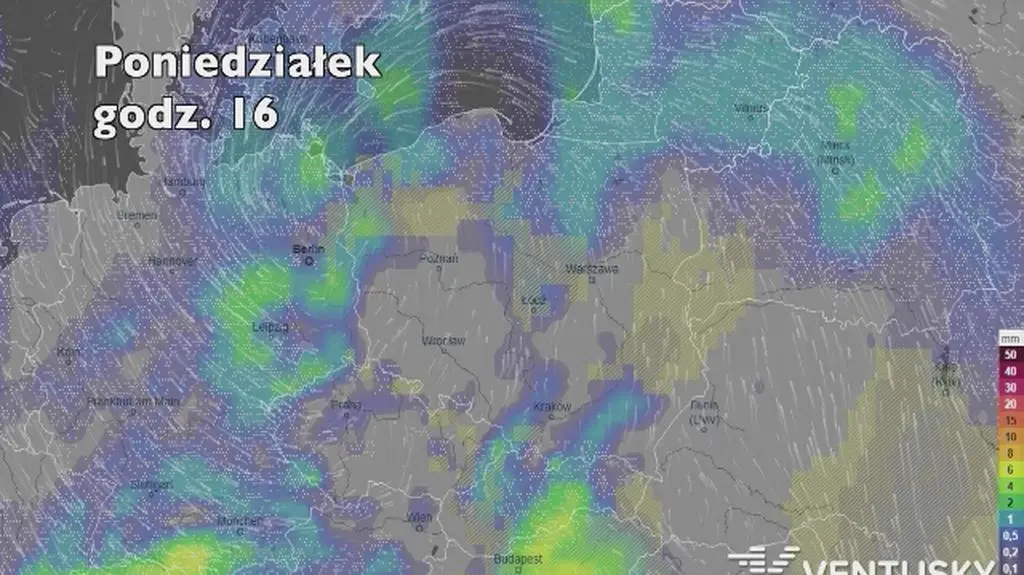 Opady w najbliższych dniach (ventusky