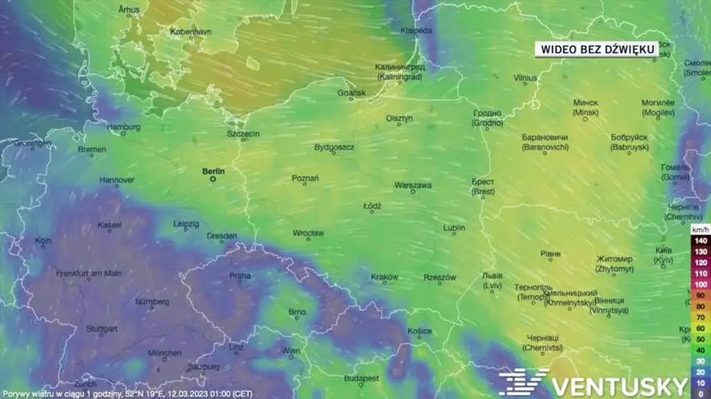 Prognozowane porywy wiatru w kolejnych dniach