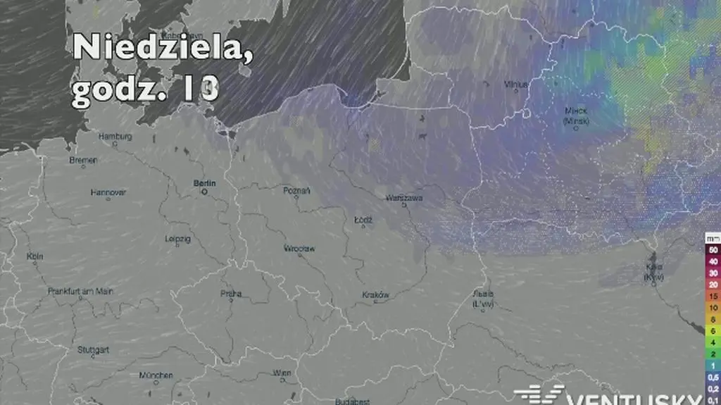 Opady w najbliższych dniach (ventusky