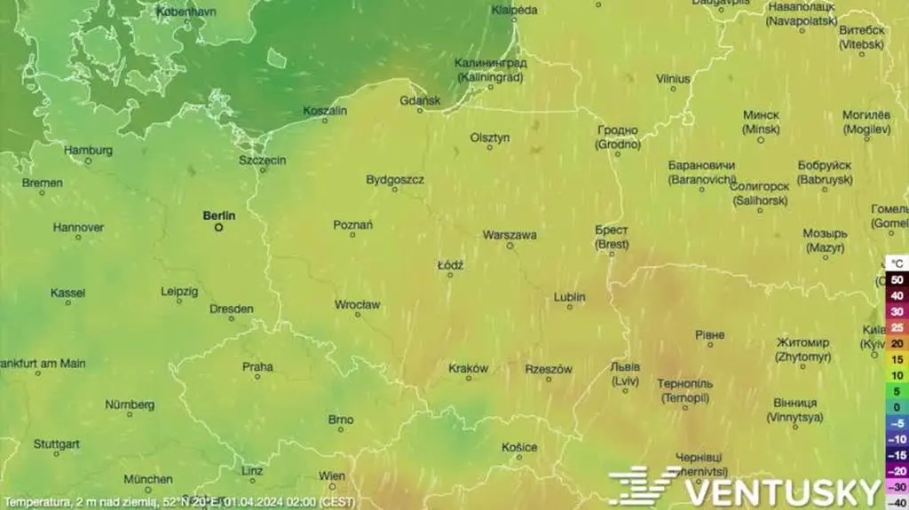 Prognozowana temperatura w kolejnych dniach