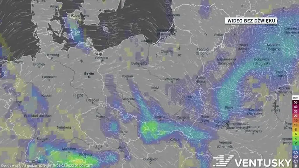 Prognozowane opady w ciągu kolejnych dni
