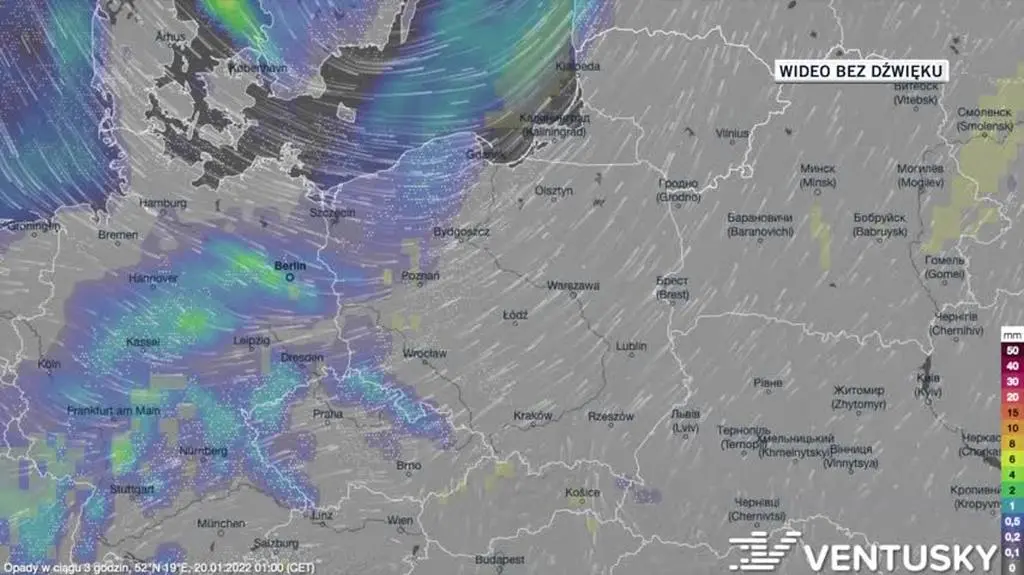 Prognozowane porywy wiatru w dniach 20-24